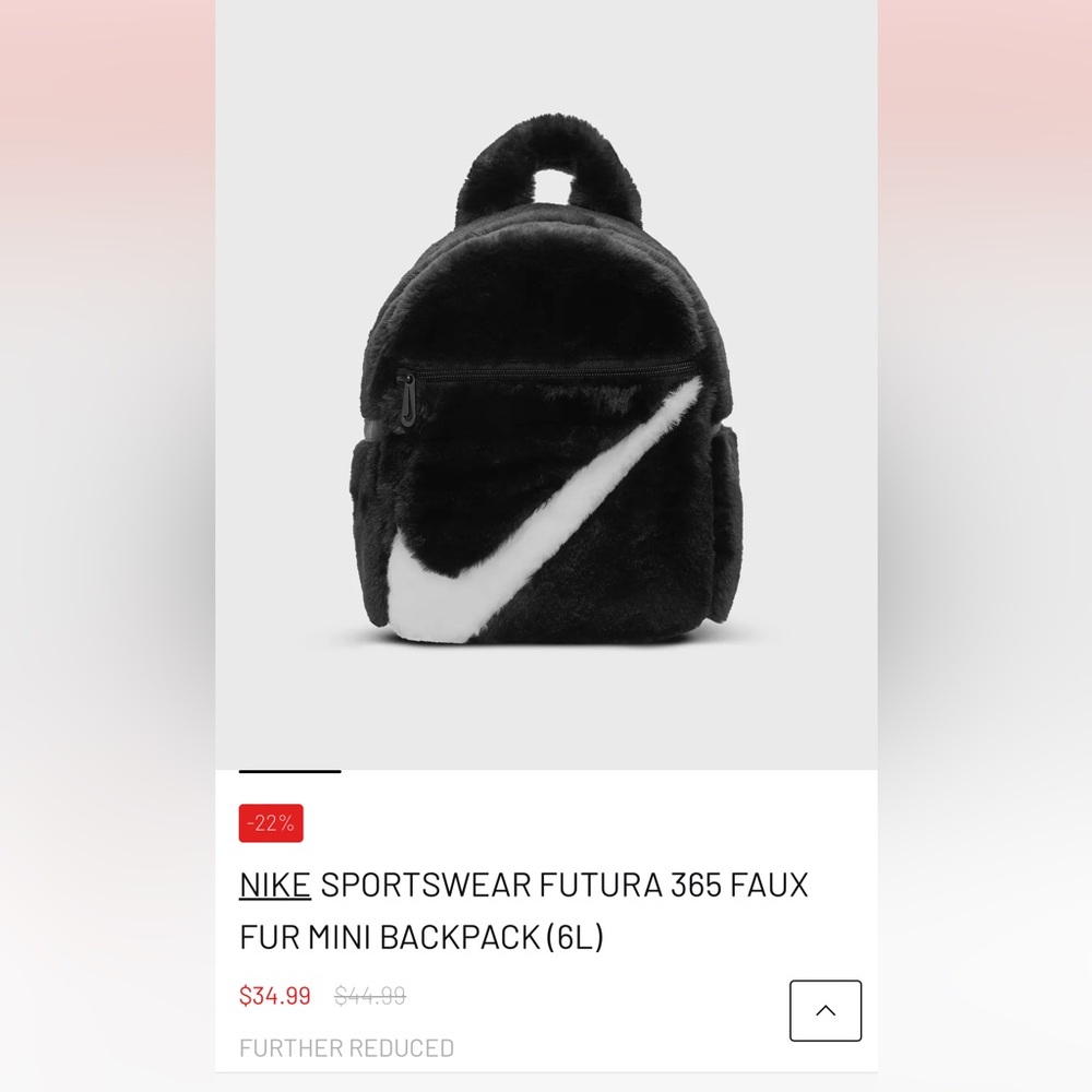 Gently Used Nike faux fur mini backpack